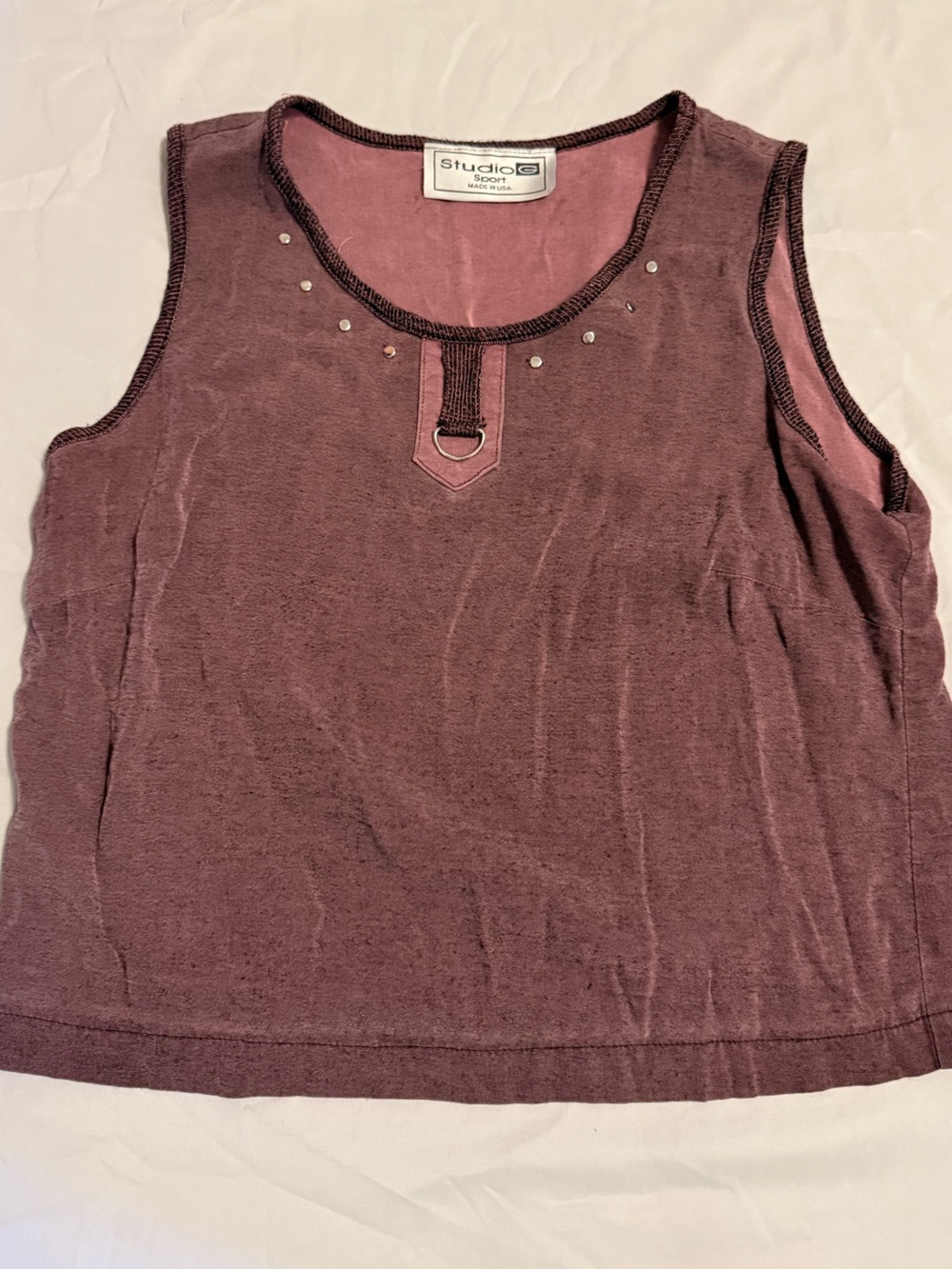 Studio G Sport Dusty Rose Crop Tank with D-ring Accent